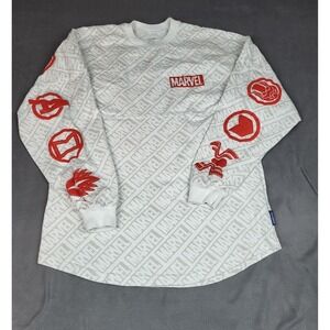 Marvel Avengers Spirit Jersey Mens Small White AOP White Marvel Logo Sweatshirt‎
